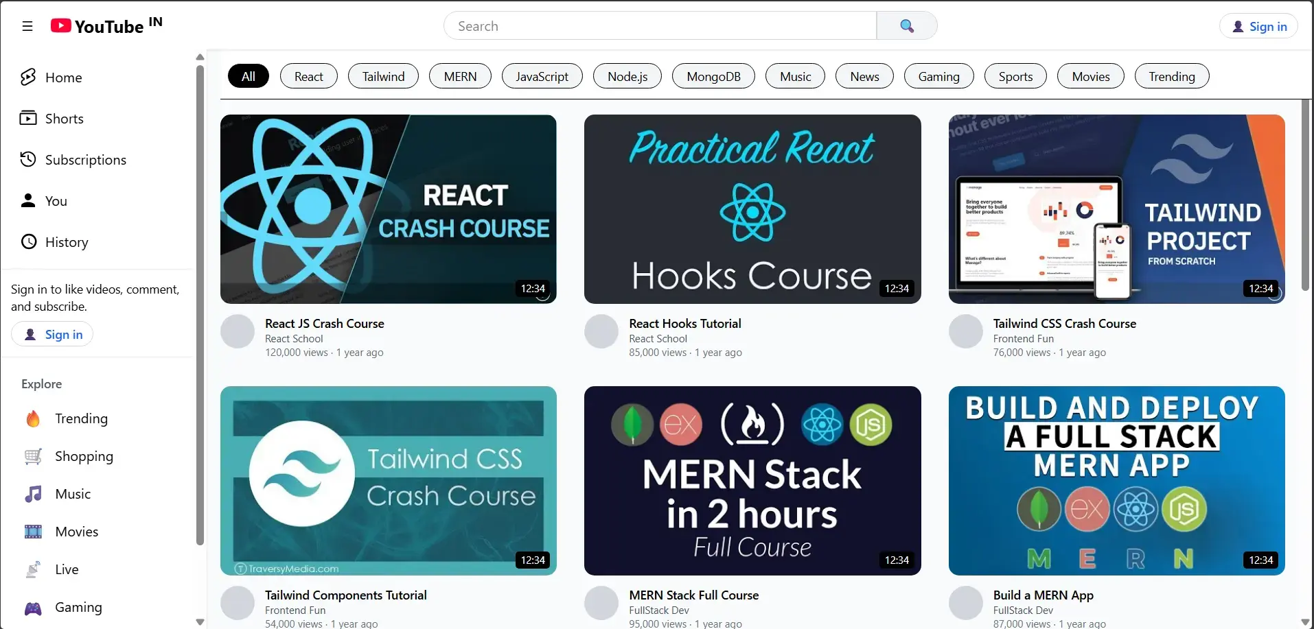YouTube Studio Clone – project preview screenshot